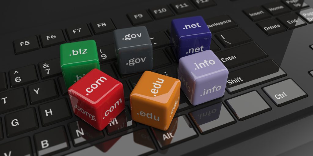 3d rendering cubes with domain names keyboard