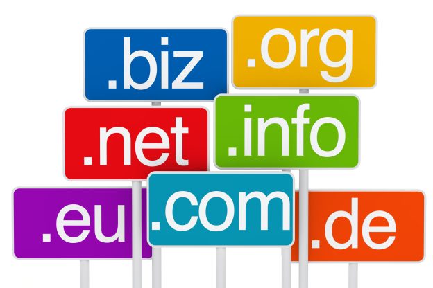 colorful signs with different domains colorful signs with different domains