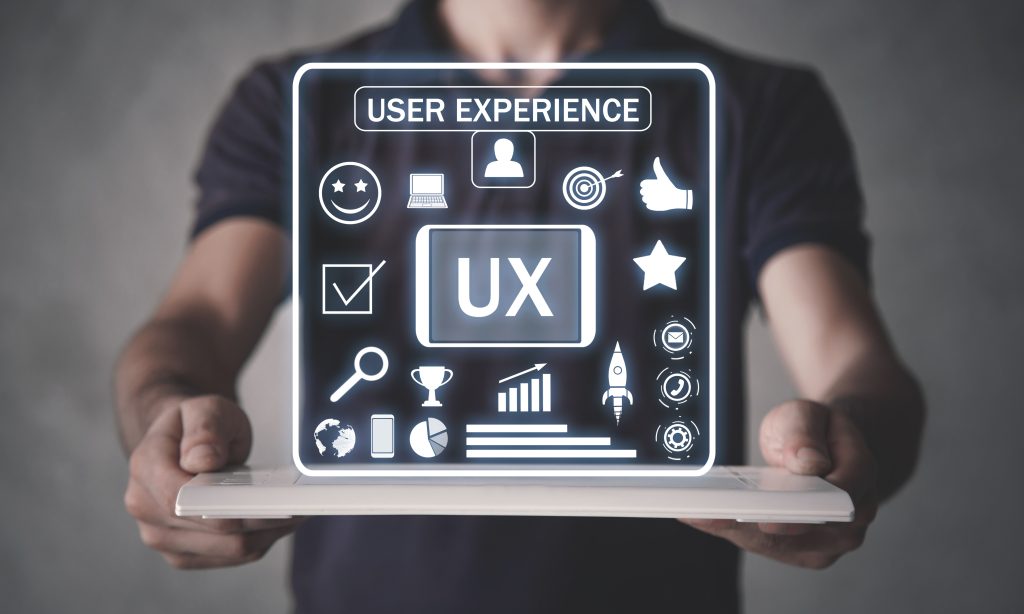 man showing ux user experience concept