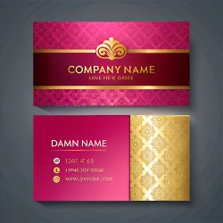 pink gold sign that says company name