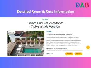 hotel business website showing