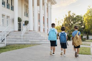 kids getting back school together