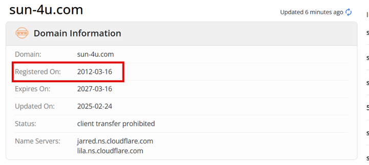 Sun4U registered domain date 1