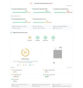 PageSpeed Insights mobile report for The London Cosmetic Clinic after launch