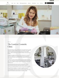 Redesigned treatment page layout for The London Cosmetic Clinic