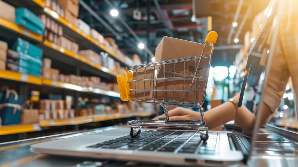 Online store owner setting up products on an ecommerce platform