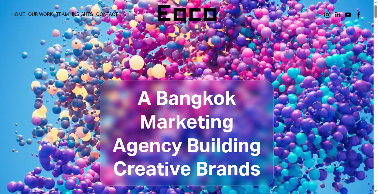 Eqco Creative homepage above the fold