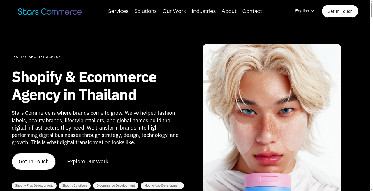 Stars Commerce homepage above the fold