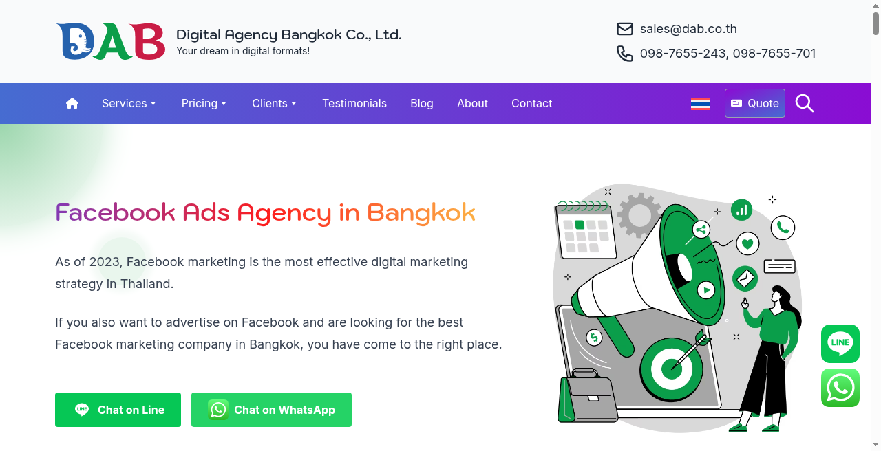 Digital Agency Bangkok Facebook marketing service page