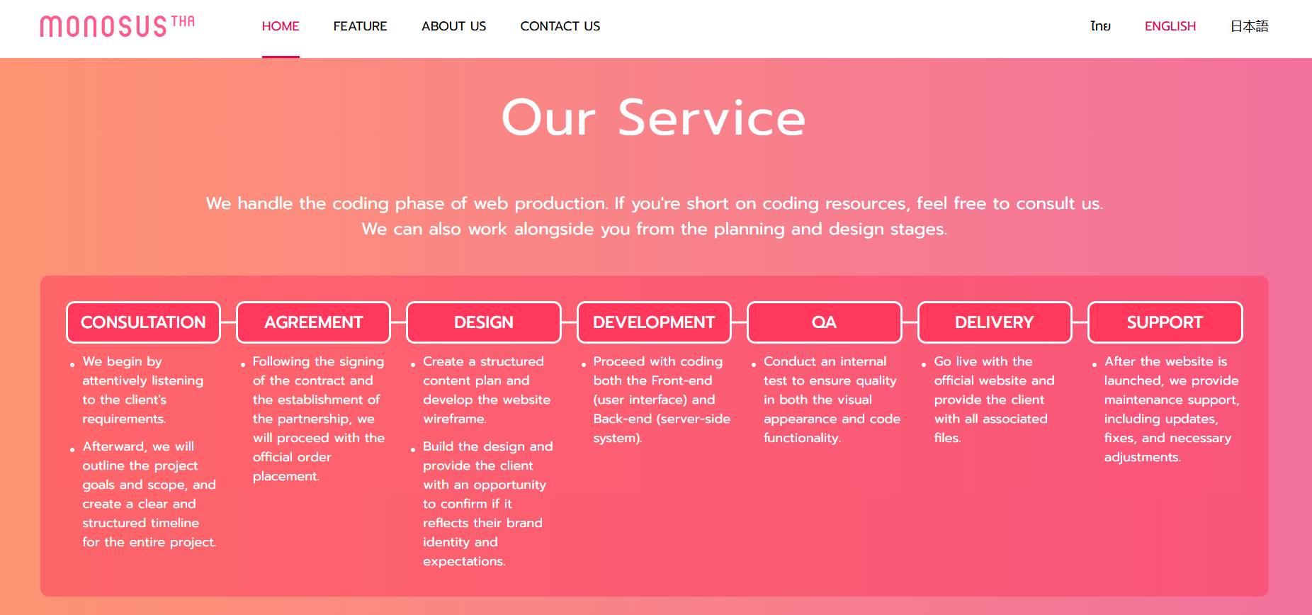 Screenshot of Monosus Thailand website