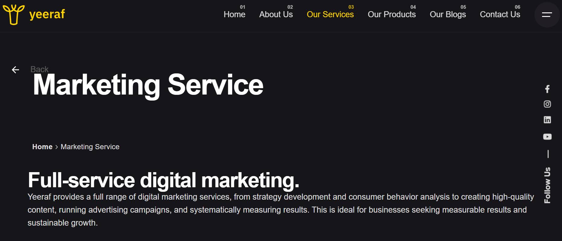 Screenshot of Yeeraf website
