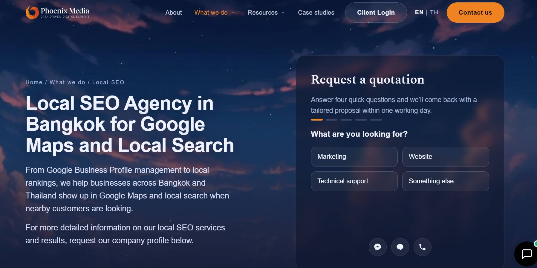 Screenshot of Phoenix Media website